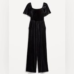 NWT Old Navy Flutter Sleeve Square Neck Velvet Jumpsuit Size Small